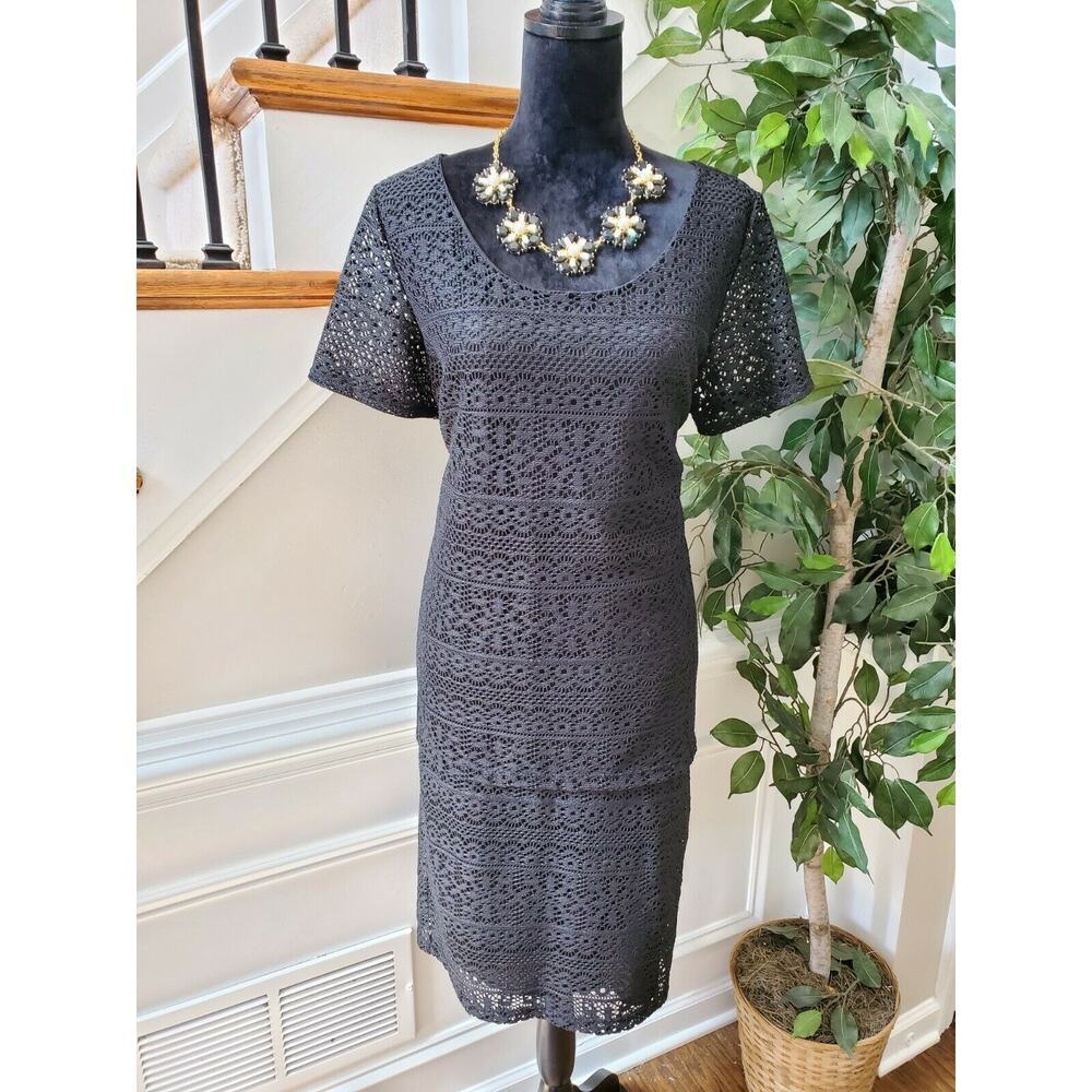 Vintage Ultra Teeze Black Polyester Short Sleeve Top & Skirt 2 Piece Suit 2X